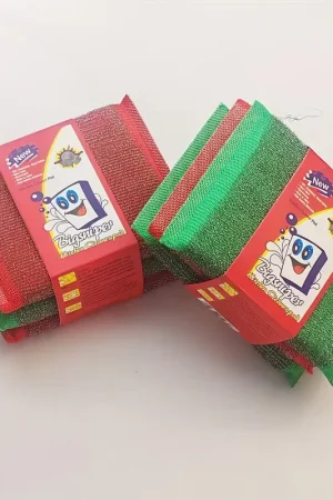 50035    Ανθεκτικό Σφουγγάρι Καθαρισμού από Ανοξείδωτο Χάλυβα με Κόκκινη Λειαντική Επιφάνεια