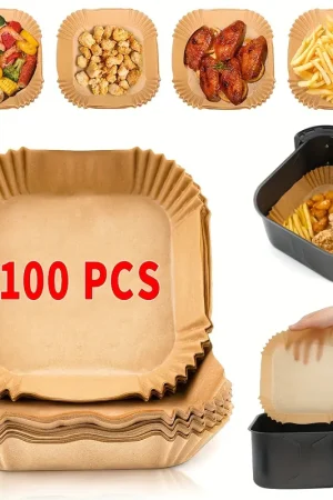 50038   100 τεμάχια Μίας Χρήσης Χάρτινες Επενδύσεις, Κατάλληλες για Αεροφριτέζα