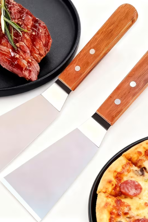 50055  Ανοξείδωτο Μικρό Σπάτουλα με Ξύλινη Χειρολαβή